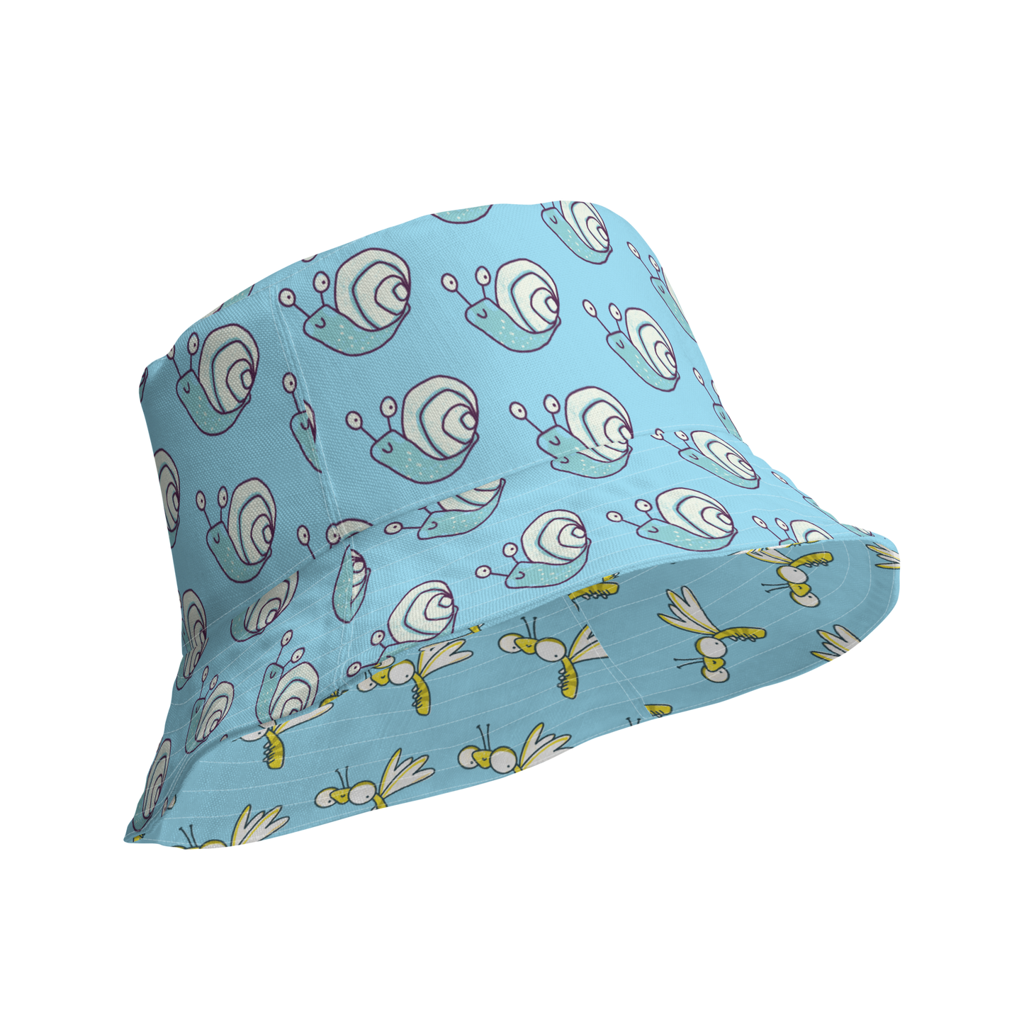 Snail & Dragonfly Reversible Bucket Hat