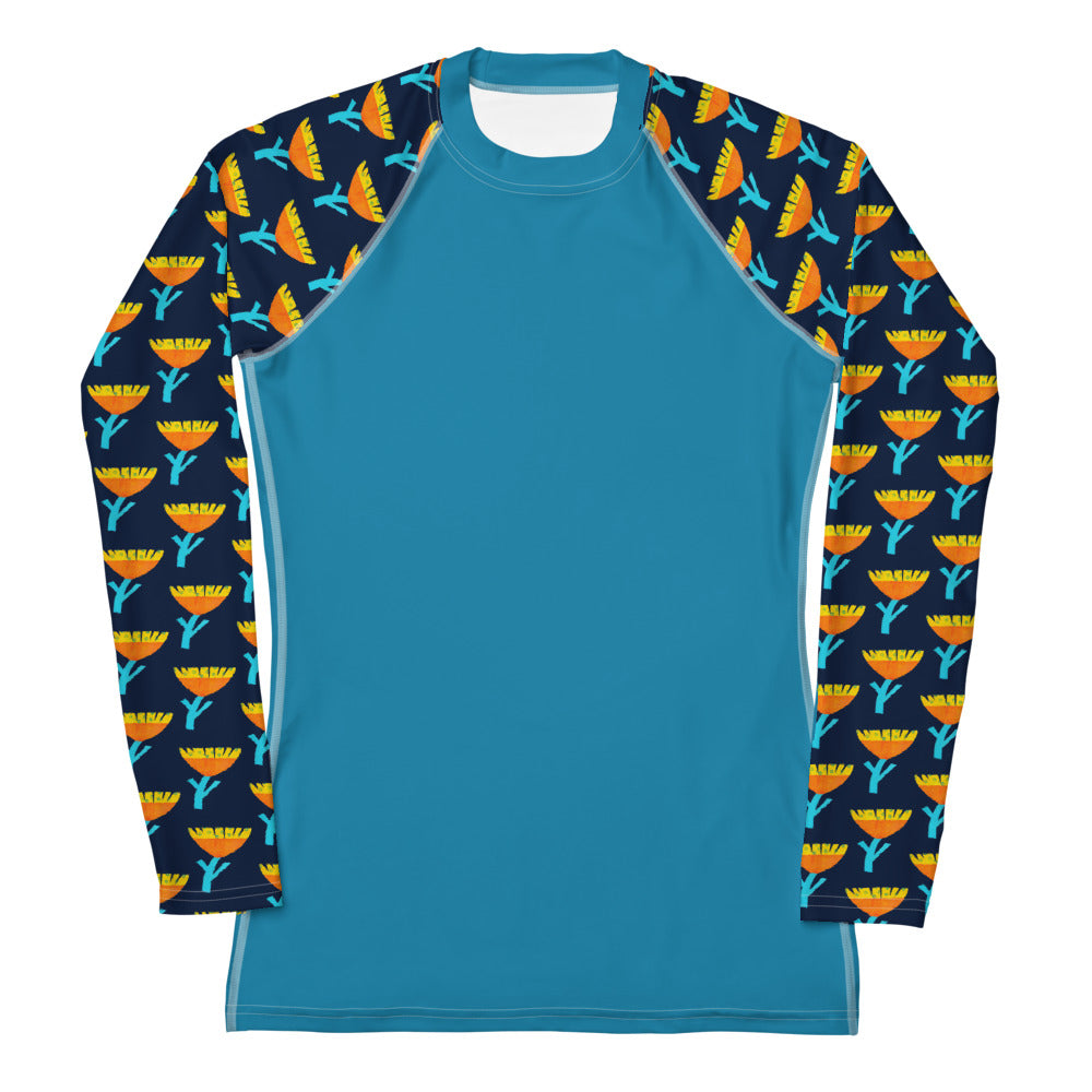 Women's Rash Guard - Flowers Blue