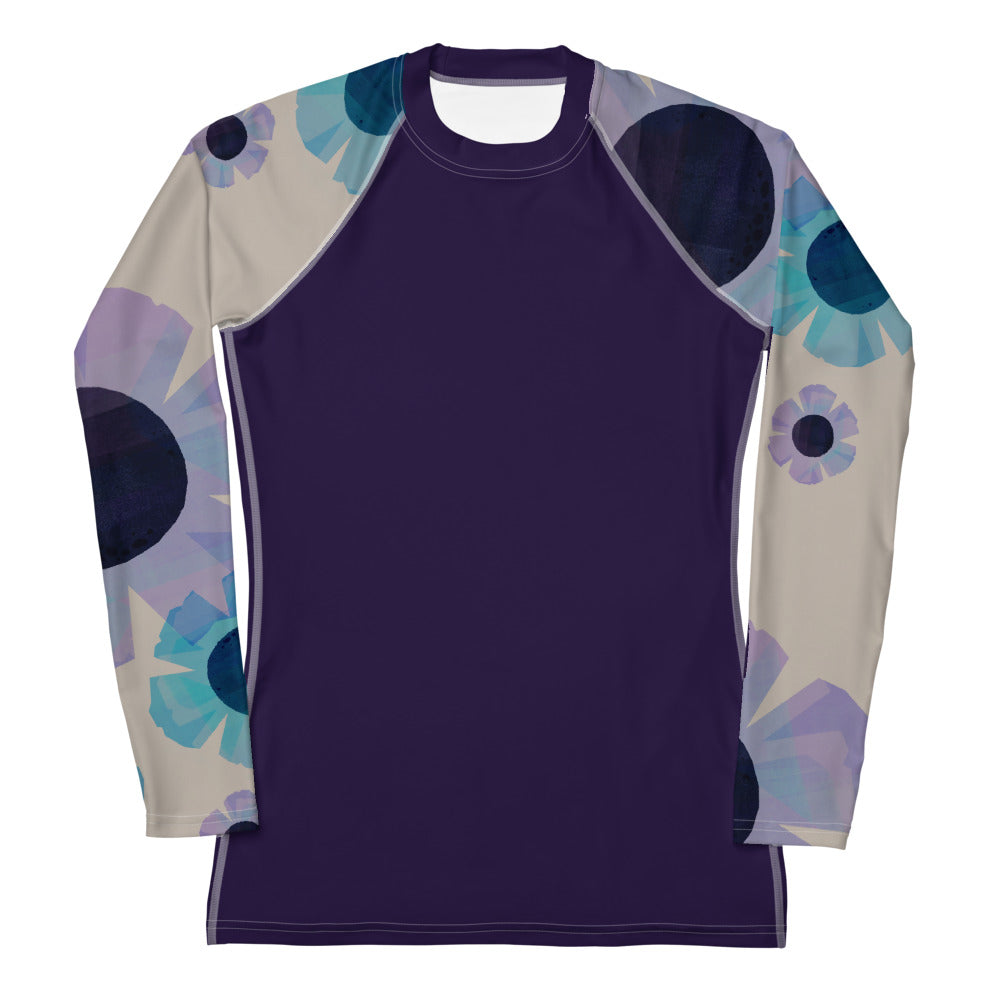 Women's Rash Guard - Flowers Purple
