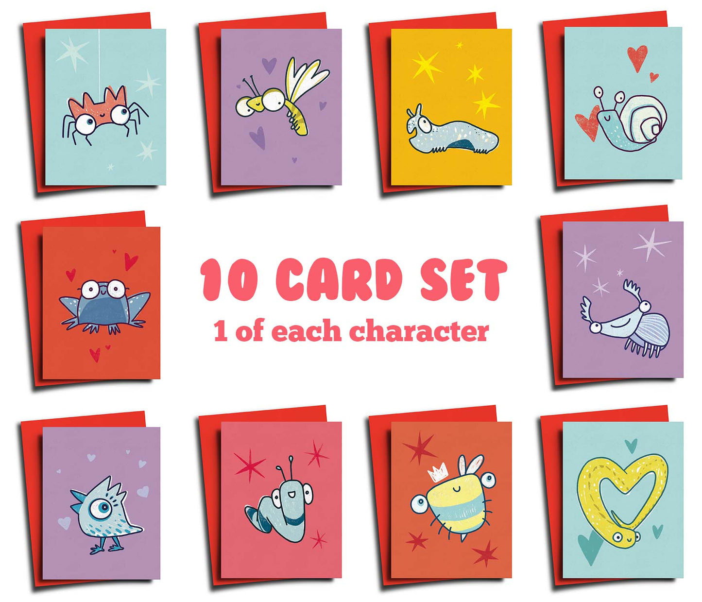 Cute Critters | Mixed Set of 10 Cards