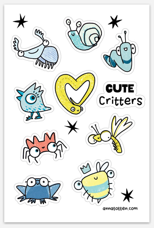 Cute Critters sticker sheet